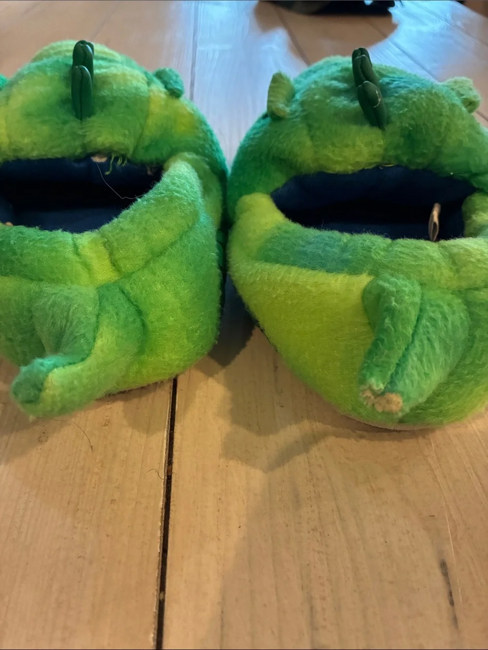 Stride Rite Bright Green Plush Dino Slippers